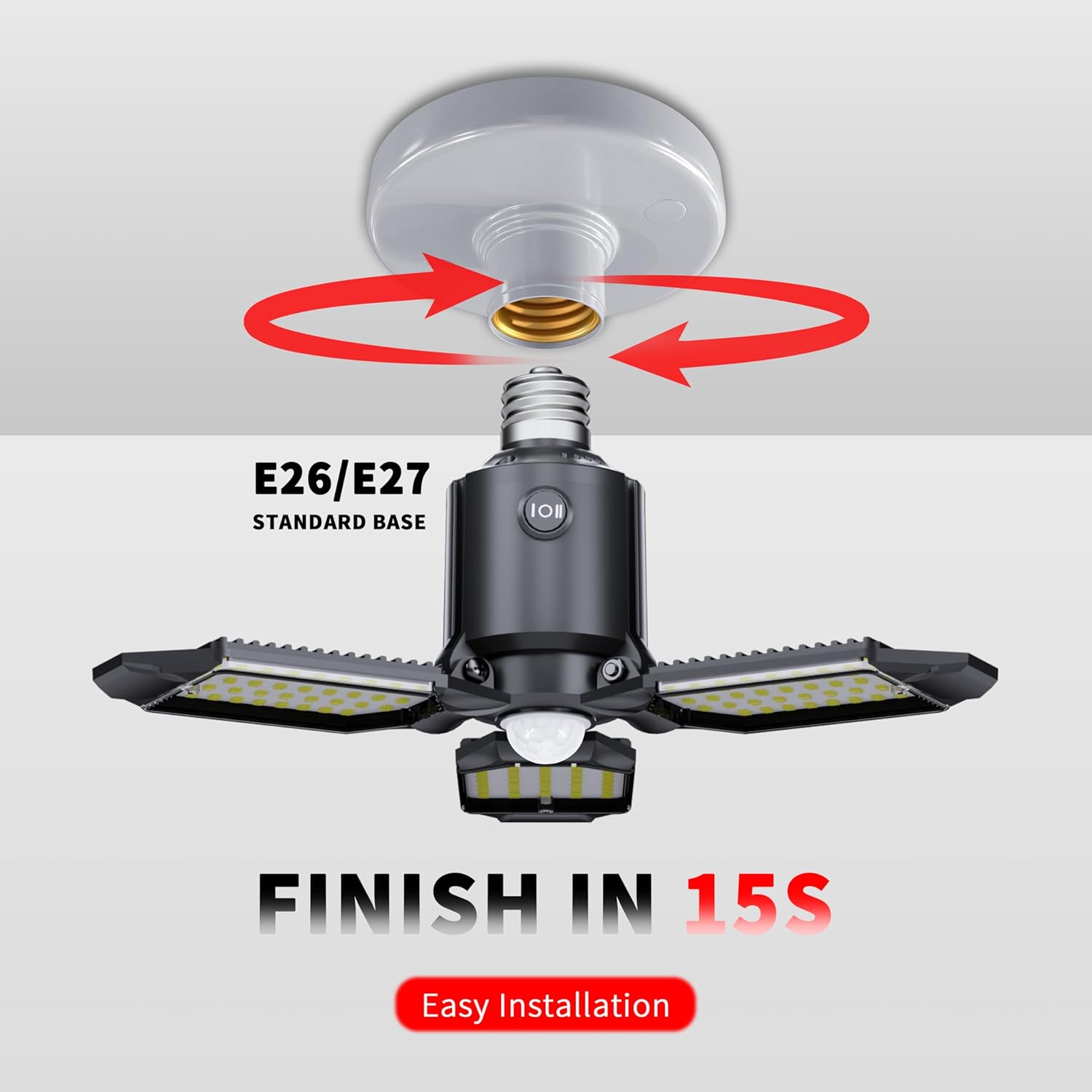 Motion Sensor Garage Light, 80W Motion Activated LED Shop Light for Stairway, Workshop, Basement (1Pack)